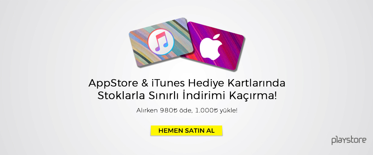 AppStore & iTunes Hediye Kartlarında 980₺ Öde, 1000₺ Yükle!