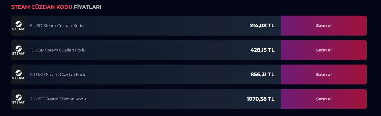 Steam cüzdan kodları Playstore